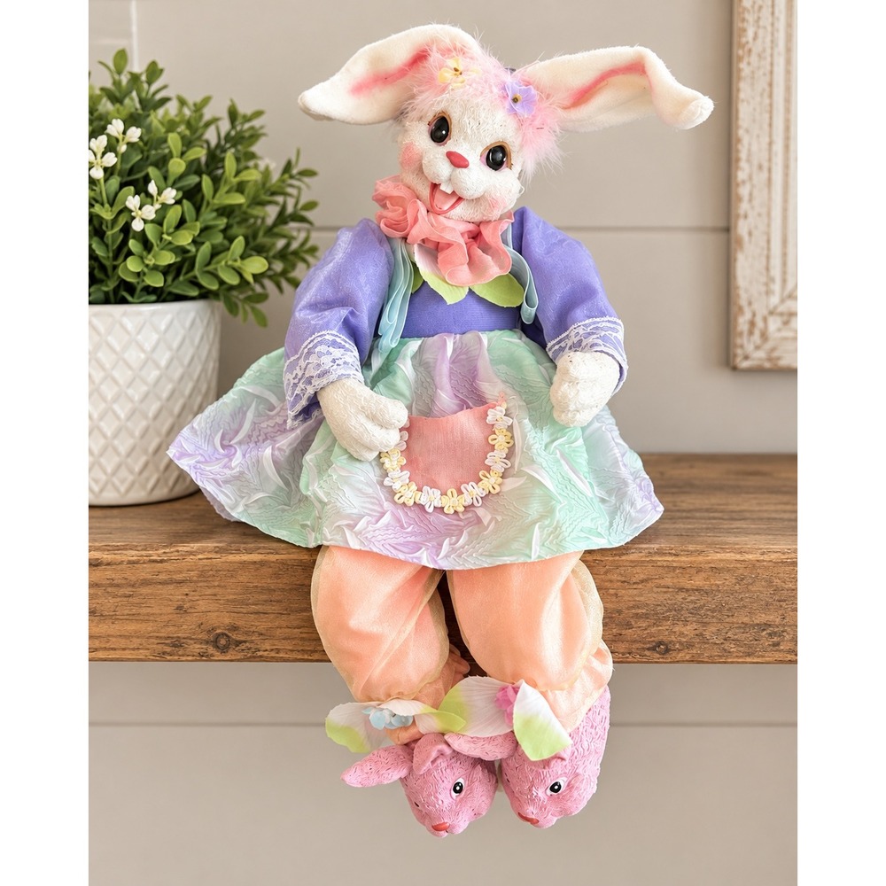 Vintage Creepy Cute Wind Up Easter Bunny 18" Moving Oddities Kitsch Decor Rabbit